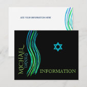 Bar Mitzvah Neon Green-informatiekaart Informatiekaartje (Voorkant / Achterkant)