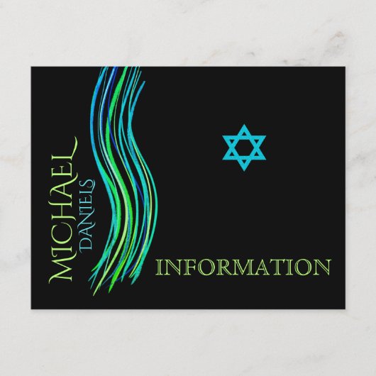 Bar Mitzvah Neon Green-informatiekaart Informatiekaartje (Voorkant)