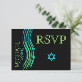 Bar Mitzvah Neon Green Prayer Shawl RSVP (Staand voorkant)