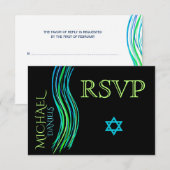 Bar Mitzvah Neon Green Prayer Shawl RSVP Kaartje (Voorkant / Achterkant)
