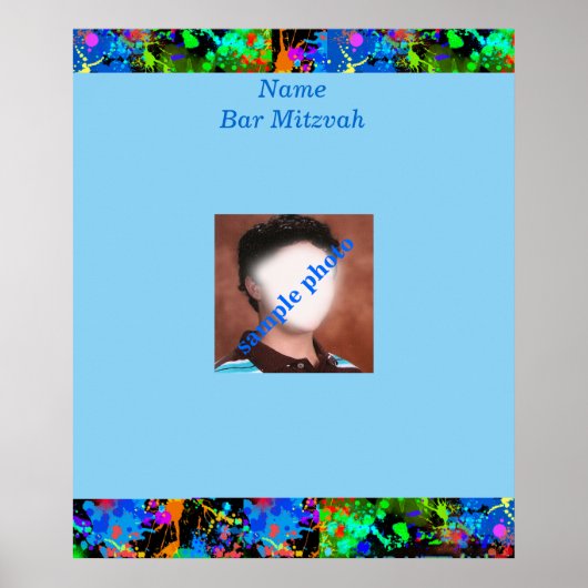 Bar Mitzvah Neon Paint Photo Sign in Board Poster (Voorkant)