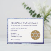 Bar Mitzvah nierkaart blauw en gouden ster Kaart (Staand voorkant)