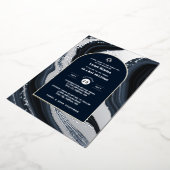 Bar Mitzvah nodiging Real Folie Agate Gold Blue Folie Uitnodiging (Gedraaid)