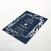 Bar Mitzvah nodiging Real Folie Agate Gold Blue Folie Uitnodiging (Gedraaid)