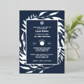 Bar Mitzvah nodiging Real Folie Agate Gold Blue Folie Uitnodiging (Staand Voorkant)