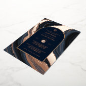 Bar Mitzvah nodiging Real Folie Agate Gold Blue Folie Uitnodiging (Gedraaid)