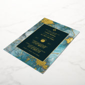 Bar Mitzvah nodiging Real Folie Agate Gold Blue Folie Uitnodiging (Gedraaid)