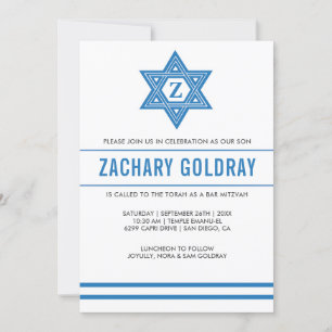 Bar Mitzvah nodigt traditionele ster van David uit Kaart