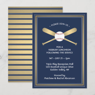 Bar Mitzvah Ontvangt details Baseball Theme Party Informatiekaartje