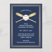 Bar Mitzvah Ontvangt details Baseball Theme Party Informatiekaartje (Voorkant)