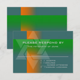 Bar Mitzvah Oranje en Groen op elke kleur RSVP Kaartje