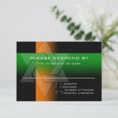 Bar Mitzvah Oranje en Groen op om het even welke K RSVP Kaartje (Staand voorkant)