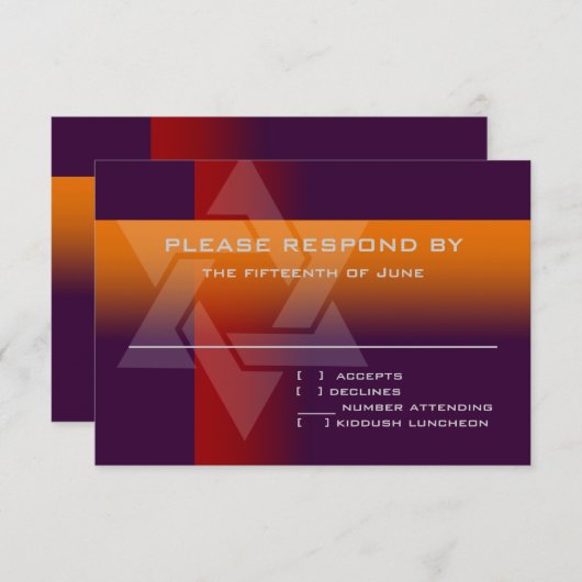 Bar Mitzvah Oranje en Rood op om het even welke Kl RSVP Kaartje (Voorkant / Achterkant)