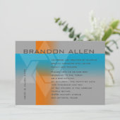 Bar Mitzvah Oranje en Turquoise op elke kleur Kaart (Staand voorkant)