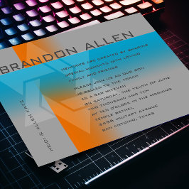 Bar Mitzvah Oranje en Turquoise op elke kleur Kaart