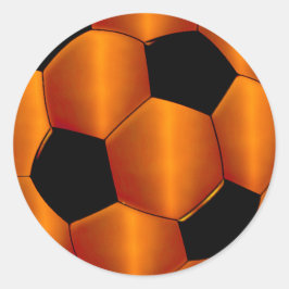 Bar Mitzvah Oranje en zwart Voetbal Ronde Sticker