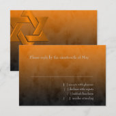 Bar Mitzvah Oranje ster David Ombre RSVP Kaartje (Voorkant / Achterkant)