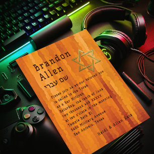 Bar Mitzvah Oranje Streaks Kaart