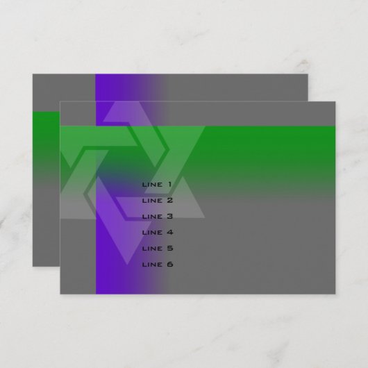 Bar Mitzvah Paars en groen op om het even welke kl Kaart (Voorkant / Achterkant)