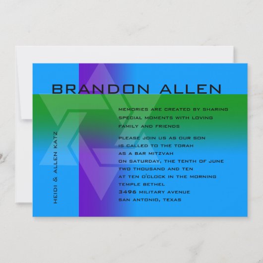 Bar Mitzvah Paars en groen op om het even welke kl Kaart (Voorkant)