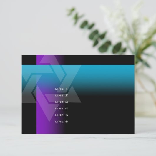 Bar Mitzvah Paars en Turquoise op elke kleur Kaart (Staand voorkant)