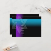 Bar Mitzvah Paars en Turquoise op elke kleur Kaart (Voorkant / Achterkant in situ)