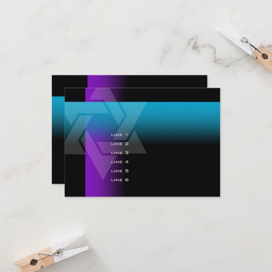 Bar Mitzvah Paars en Turquoise op elke kleur Kaart (Voorkant / Achterkant in situ)