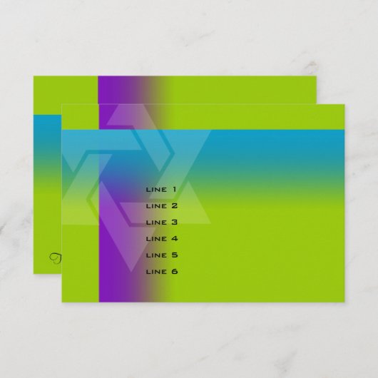 Bar Mitzvah Paars en Turquoise op elke kleur Kaart (Voorkant / Achterkant)