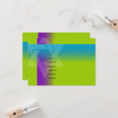 Bar Mitzvah Paars en Turquoise op elke kleur Kaart (Voorkant / Achterkant in situ)