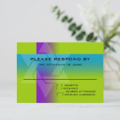 Bar Mitzvah Paars en Turquoise op elke kleur RSVP Kaartje (Staand voorkant)
