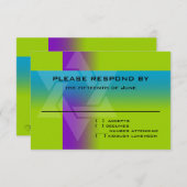 Bar Mitzvah Paars en Turquoise op elke kleur RSVP Kaartje (Voorkant / Achterkant)