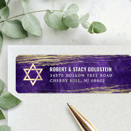 Bar Mitzvah Paarse vet goudfolie retouradres Etiket
