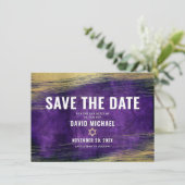 Bar Mitzvah Paarse Waterverf Gold Foil Modern Save The Date (Staand voorkant)