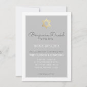 BAR MITZVAH PARTY gouden ster grijs - Benjamin Dan Kaart (Voorkant)