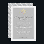 BAR MITZVAH PARTY gouden ster grijs - Benjamin Dan Kaart<br><div class="desc">*** OPMERKING - HET GLANZENDE GOUDFOLIE EFFECT KRUIS IS EEN GEDRUKT AFBEELDING *** Overeenkomende Feesten / Feestkaart om de BAR MITZVAH UITNODIGINGEN van uw kind te vergezellen. Als sjabloon instellen is het eenvoudig voor u om uw eigen gegevens toe te voegen, uw foto toe te voegen of op de knop...</div>