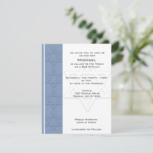 Bar Mitzvah Party-uitnodigingen Kaart (Staand voorkant)