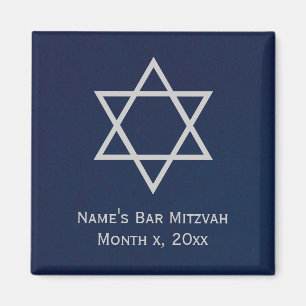 Bar Mitzvah Persoonlijke Magnet - Blauw en Zilver