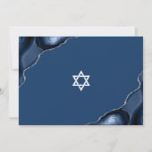 Bar Mitzvah Photo Modern Navy Blue Agate Script Kaart (Achterkant)