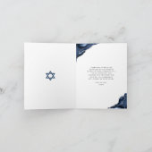Bar Mitzvah Photo Navy Blue Agate Modern Script Bedankkaart (Binnen)