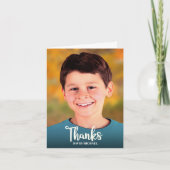Bar Mitzvah Photo Simple Bold Modern Script Custom Bedankkaart (Voorkant)