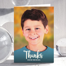 Bar Mitzvah Photo Simple Bold Modern Script Custom Bedankkaart