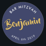 BAR MITZVAH pleit voor modern marinesulfaux goud Ronde Sticker<br><div class="desc">door een kat massard Sticker-zegel voor de Bar Mitzvah van uw kind - gebruik als envelopzegels of als gunst om de receptie op te kleden.</div>
