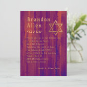 Bar Mitzvah Plum en Oranje Techno Streaks Kaart (Staand voorkant)