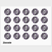 Bar Mitzvah Plum en Silver Stripe Star van David Ronde Sticker (Vel)