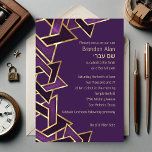 Bar Mitzvah Plum Paars Gold Star van David Kaart<br><div class="desc">Bar Mitzvah Plum Paarse gouden ster van David Bar Mitzvah en Bat Mitzvah uitnodigingssets ontworpen door Umua. Gedrukt en verzonden door Zazzle of haar partners.</div>