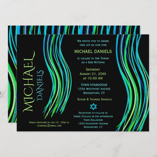 Bar Mitzvah Prayer Shawl Bright Neon Green Kaart (Voorkant / Achterkant)