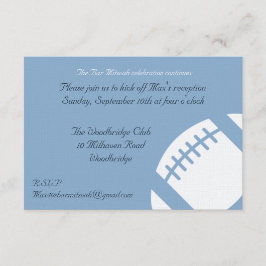 Bar Mitzvah Reception Card - Football Informatiekaartje (Voorkant)