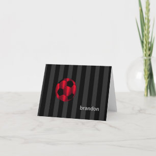 Bar Mitzvah Red en Black Voetbal Bedankkaart