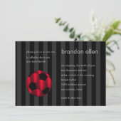 Bar Mitzvah Red en Black Voetbal Kaart (Staand voorkant)
