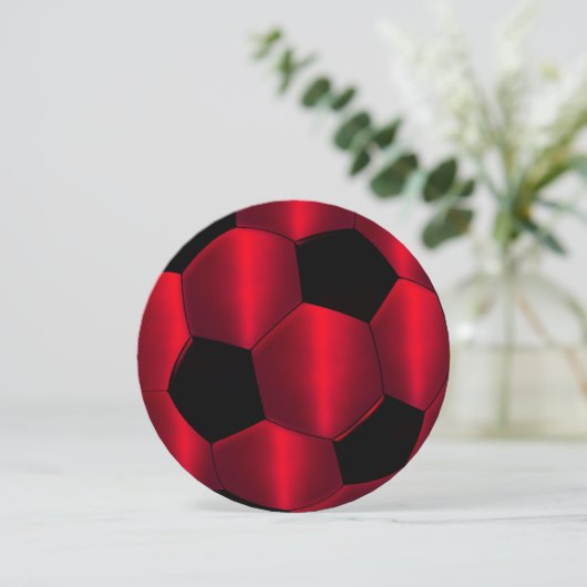Bar Mitzvah Red en Black Voetbal Kaart (Staand voorkant)